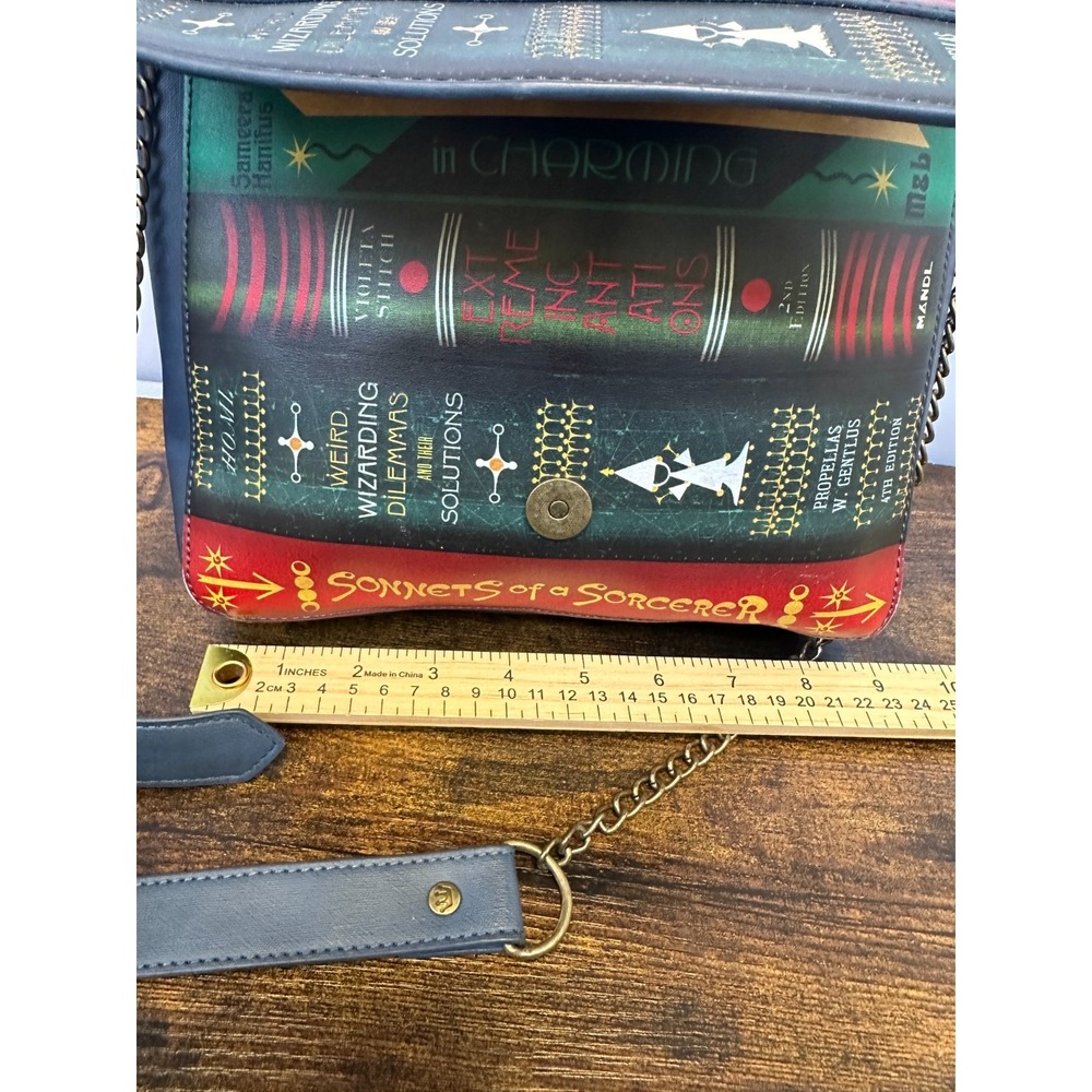 Loungefly Fantastic Beasts Magical Books Chain Strap Crossbody Bag Navy Blue - Picture 12 of 16